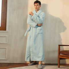 Luxurious Men's Bathrobe Comfort Cotton Velvet Nightgown High Water Absorbency Bathrobe Kimono Robe