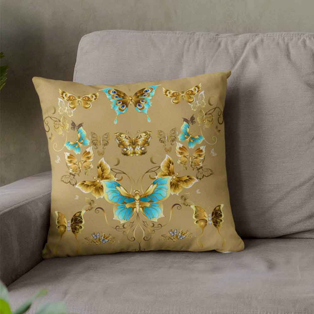 Multicolor butterfly graphic print pillow cover
