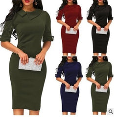 Long Sleeve Shoulder Party Dress Girl Allegra K Women's Elegant Boat Neck 3/4 Sleeves Wear to Work Midi Split Sheath Dress 30