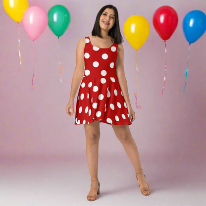 Radiant Red and White Polka Dot Skater Dress, lioness-love