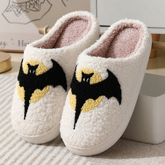 Halloween Bat Cartoon Thermal Winter Cotton Slippers Cozy Footwear Warm Cotton Slippers Unisex cotton Slippers couples cotton footwear