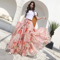 New Chiffon Print Swing Multifunction Skirt & Dress