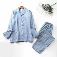 Brushed Cloth Long-sleeved Lapel Pajama Set Lapel pajamas  Modal cotton pajamas male night wear