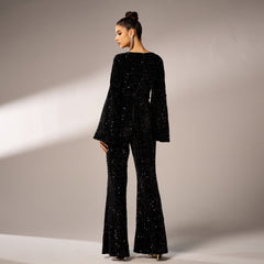 Elegant Long Sleeve Sequined Jumpsuit, lioness-love