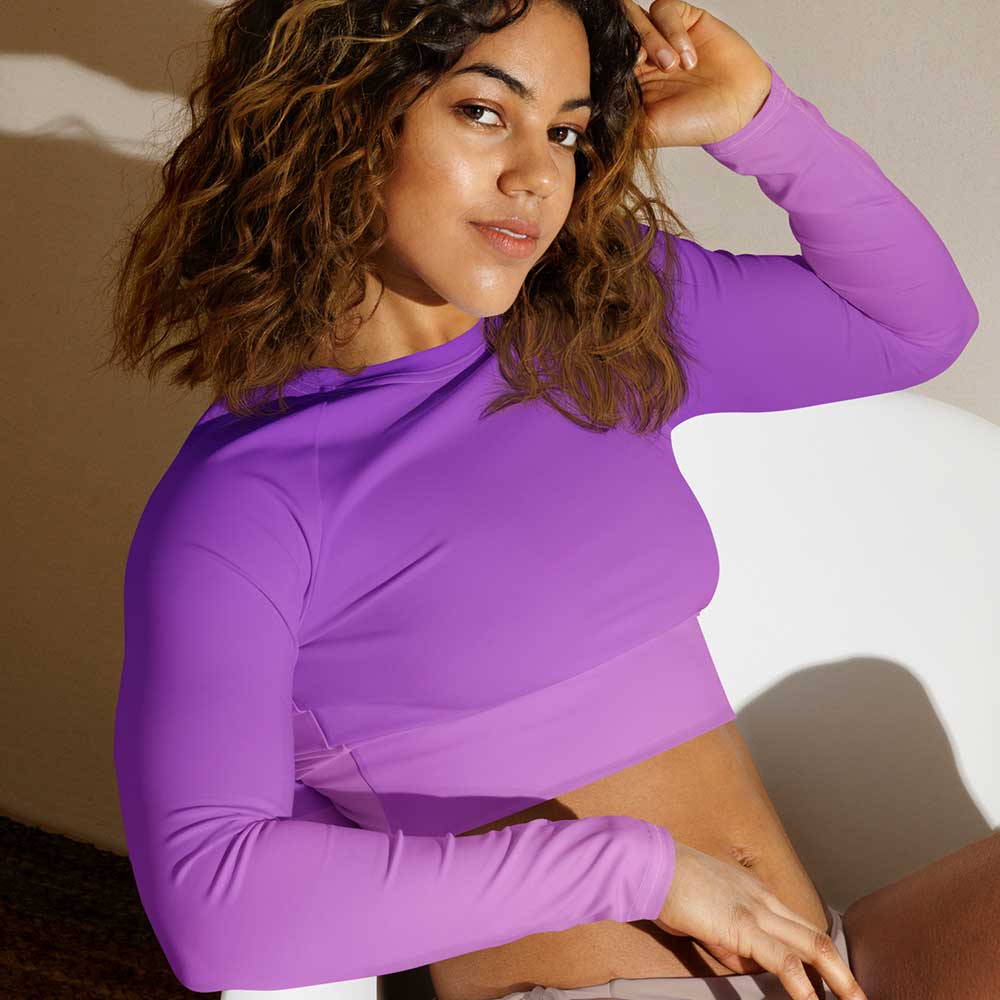 Stand Out in Style: Purple Long-Sleeve Crop Top for Women's Fashion