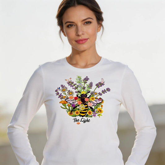 Bee The Light Floral Butterfly Long Sleeve Tee, lioness-love