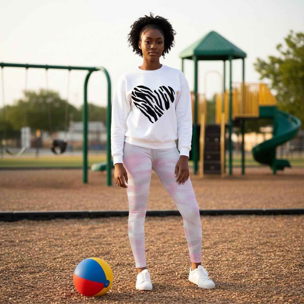 Animal Print Heart Unisex Premium Sweatshirt, lioness-love