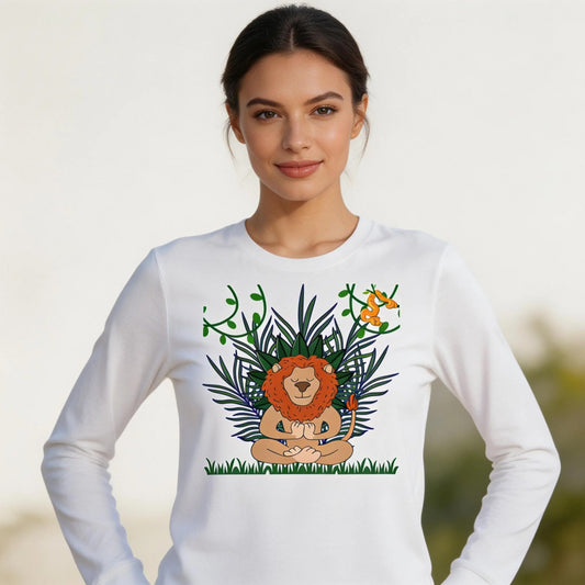 Meditating Lion Long Sleeve Tee, lioness-love