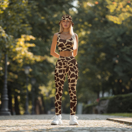 Giselle Giraffe Longline Sports Bra, lioness-love