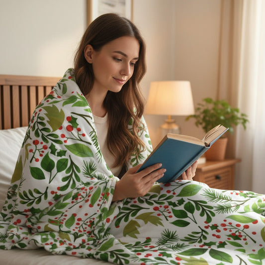 Holly Holiday Sherpa Blanket, lioness-love