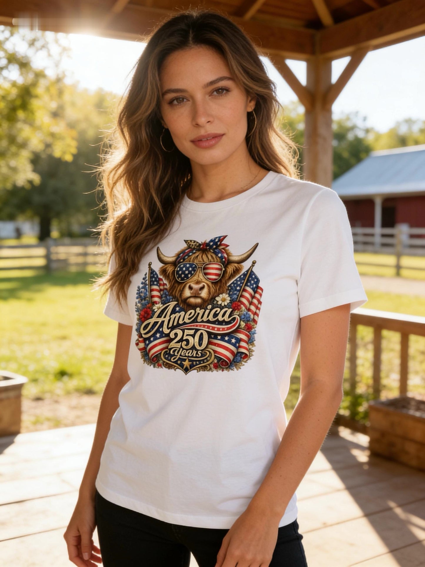 America 250th Highland Cow Women’s T-Shirt, lioness-love
