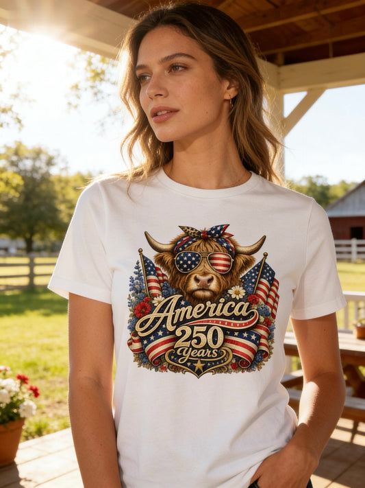 America 250th Highland Cow Women’s T-Shirt, lioness-love