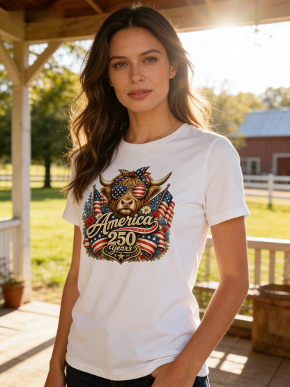 America 250th Highland Cow Women’s T-Shirt, lioness-love