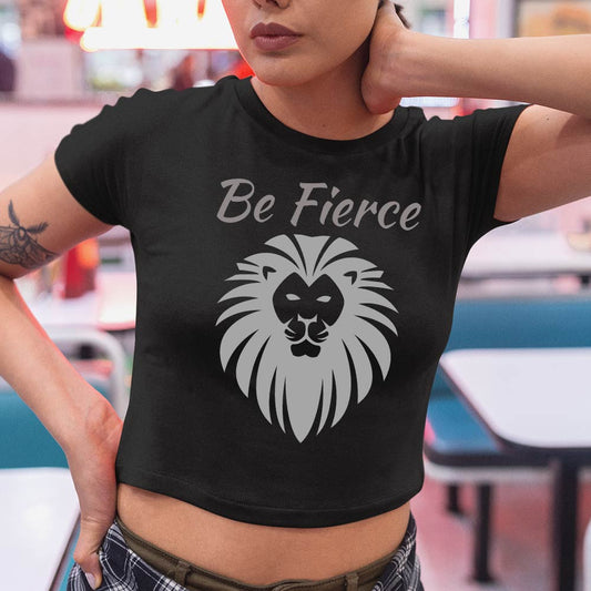 Be Fierce Silver Crop Top, lioness-love