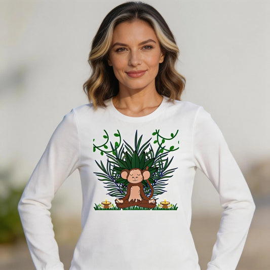 Lioness Love Meditating Monkey Long Sleeve Tee, lioness-love