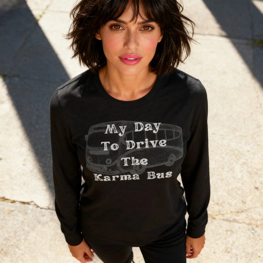 Drive the Karma Bus, Retro Long Sleeve Tee, lioness-love