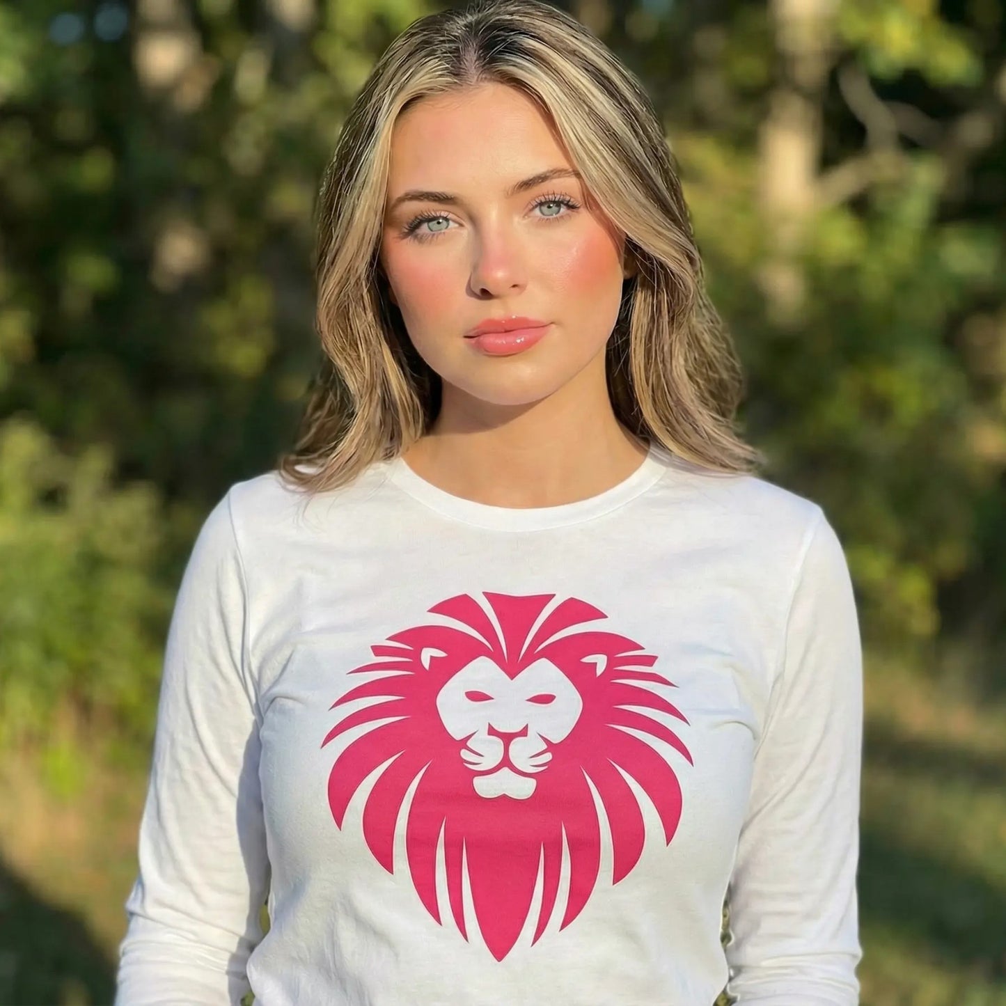 Pink Lion Face Long Sleeve Tee, lioness-love