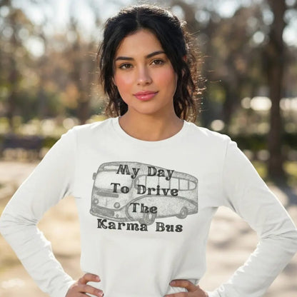 Drive the Karma Bus, Retro Long Sleeve Tee, lioness-love