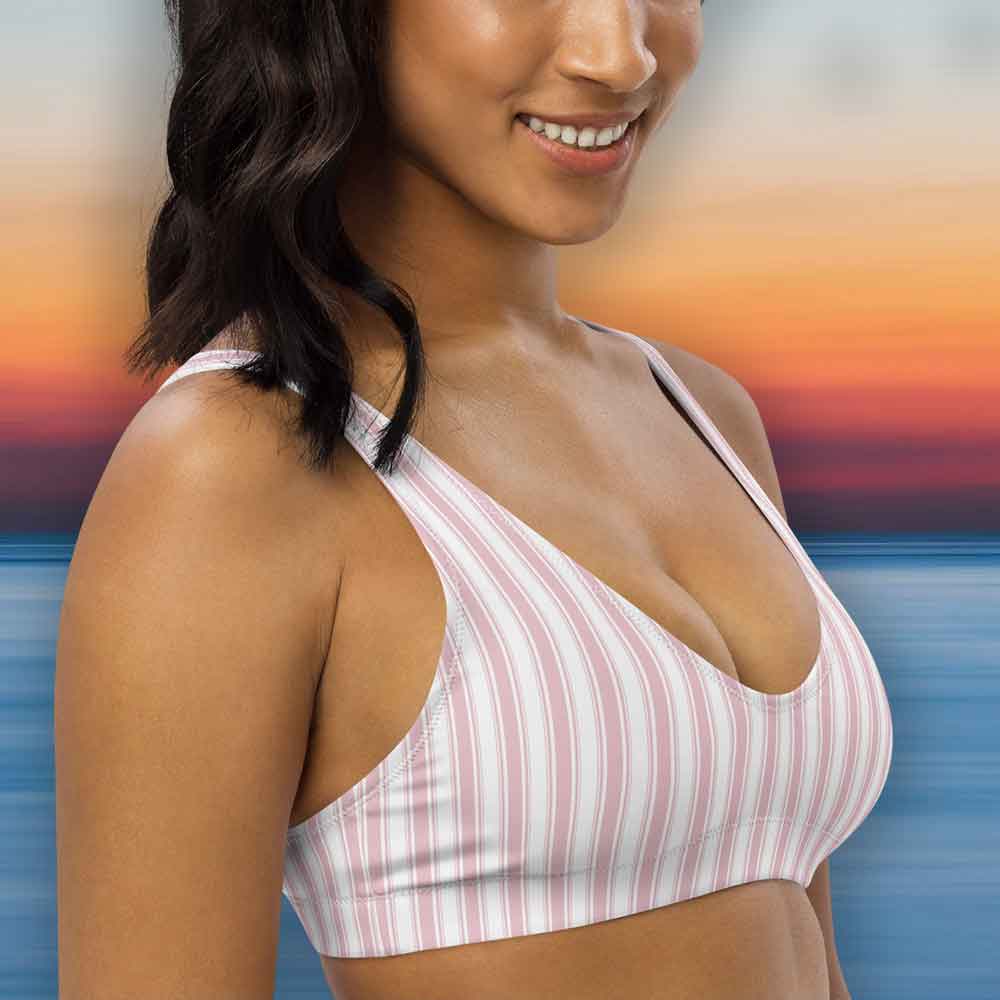 Vertical striped bikini top for confident beach attire