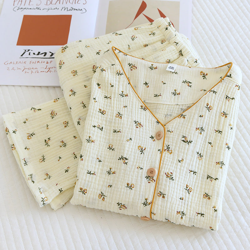 New Crepe Pajamas Spring Summer Cotton Gauze Home wear