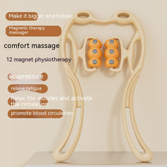 Neck Massager Roller, Handheld Magnetic Massager with 6 Balls Massage Point, Neck Pain Relief Massager for Deep Tissue in Neck, Back, Shoulder, Waist, and Legs, Therapy Neck Massager Manual Clip Neck