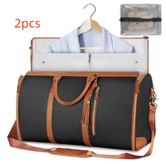 Large Capacity Carry On Garment Bag, Large PU Leather Duffle Bag for Women, Waterproof Garment Bags for Travel with Shoe Pouch, 2 in 1 Hanging Suitcase Suit Travel Bags, Gifts for Women