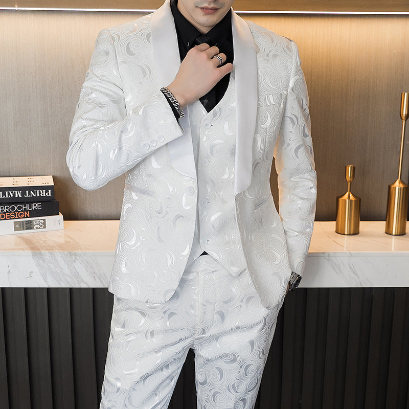 Wedding Embossed Dress Suit Three-piece Suit For Men, lioness-love.com