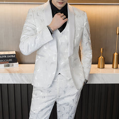 Wedding Embossed Dress Suit Three-piece Suit For Men, lioness-love.com