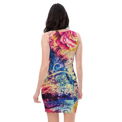 Women’s Colorful Flowers Bodycon Dress, lioness-love