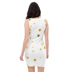 Women’s Gold Stars Fashion Fitted Mini Dress, lioness-love