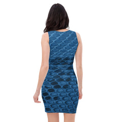 Unique Blue Snakeskin Mini Fitted Dress, lioness-love.com