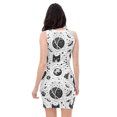 "Galactic Feline Frenzy: Women’s Space Cats Fun Fitted Dress", lioness-love
