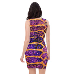 "Radiant Reptilian Charm: Colorful Snakeskin Sheen Fitted Dress", lioness-love