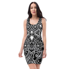 Fashion Fitted Black and White Design Dress, lioness-love