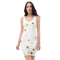 Women’s Gold Stars Fashion Fitted Mini Dress, lioness-love