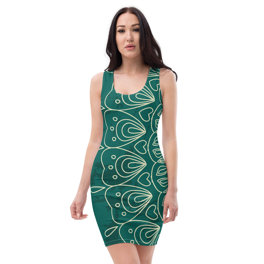 Mystic Mandala Women’s Fitted Mini Dress, lioness-love