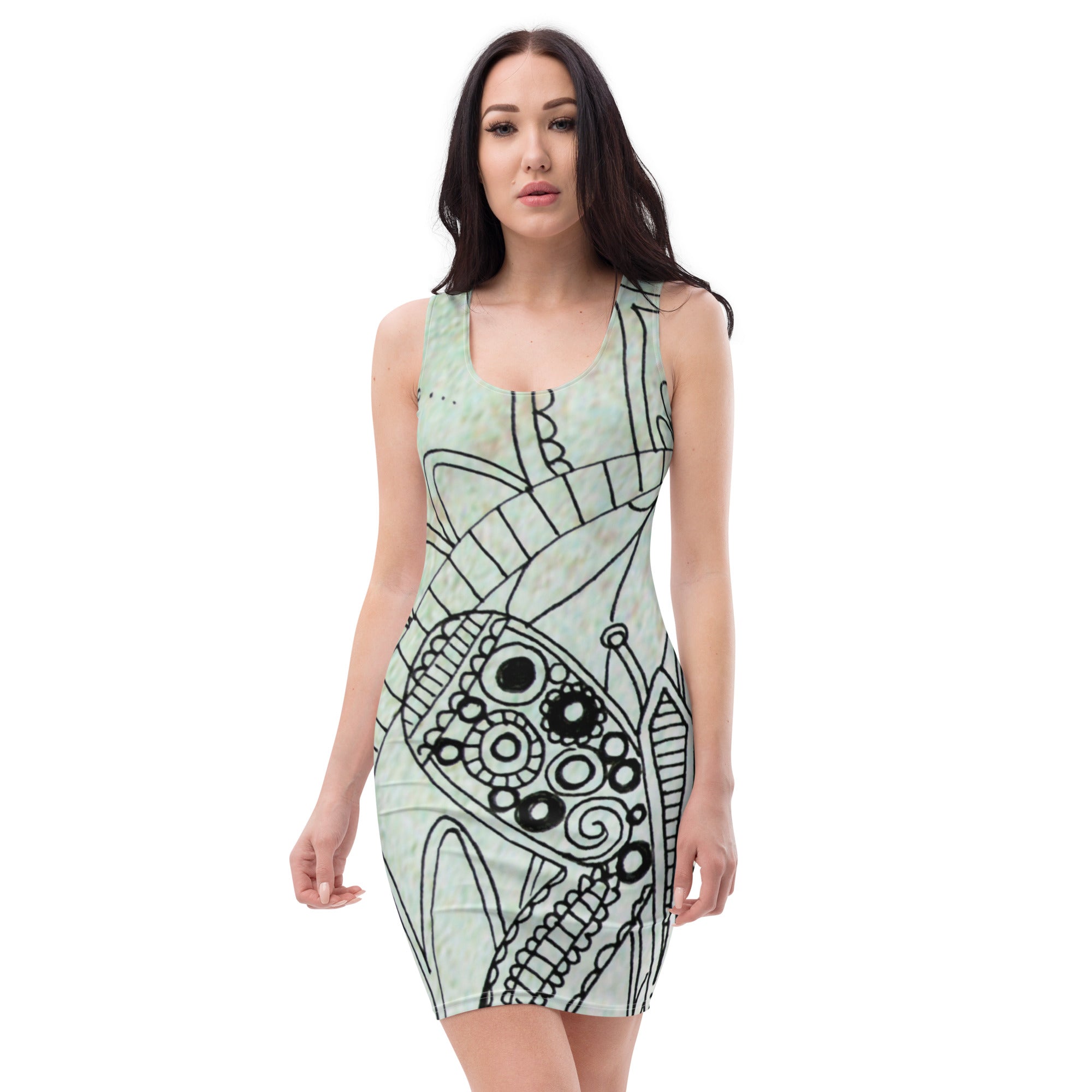 "Fluttering Elegance: Butterfly Print Comfort Fitted Dress", lioness-love