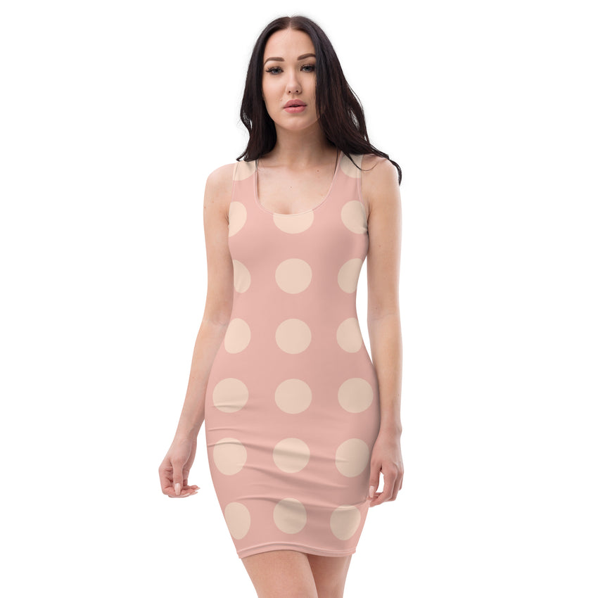 "Blushing Elegance: The Polka Dot Mini Fitted Dress"