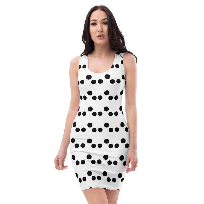 "Timeless Elegance: Black and White Polka Dot Print Dress", lioness-love