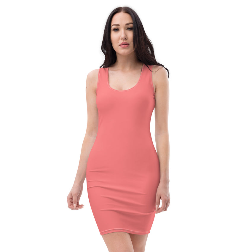 Radiant Charm Summer Coral Women's Fitted Dress, lioness-love