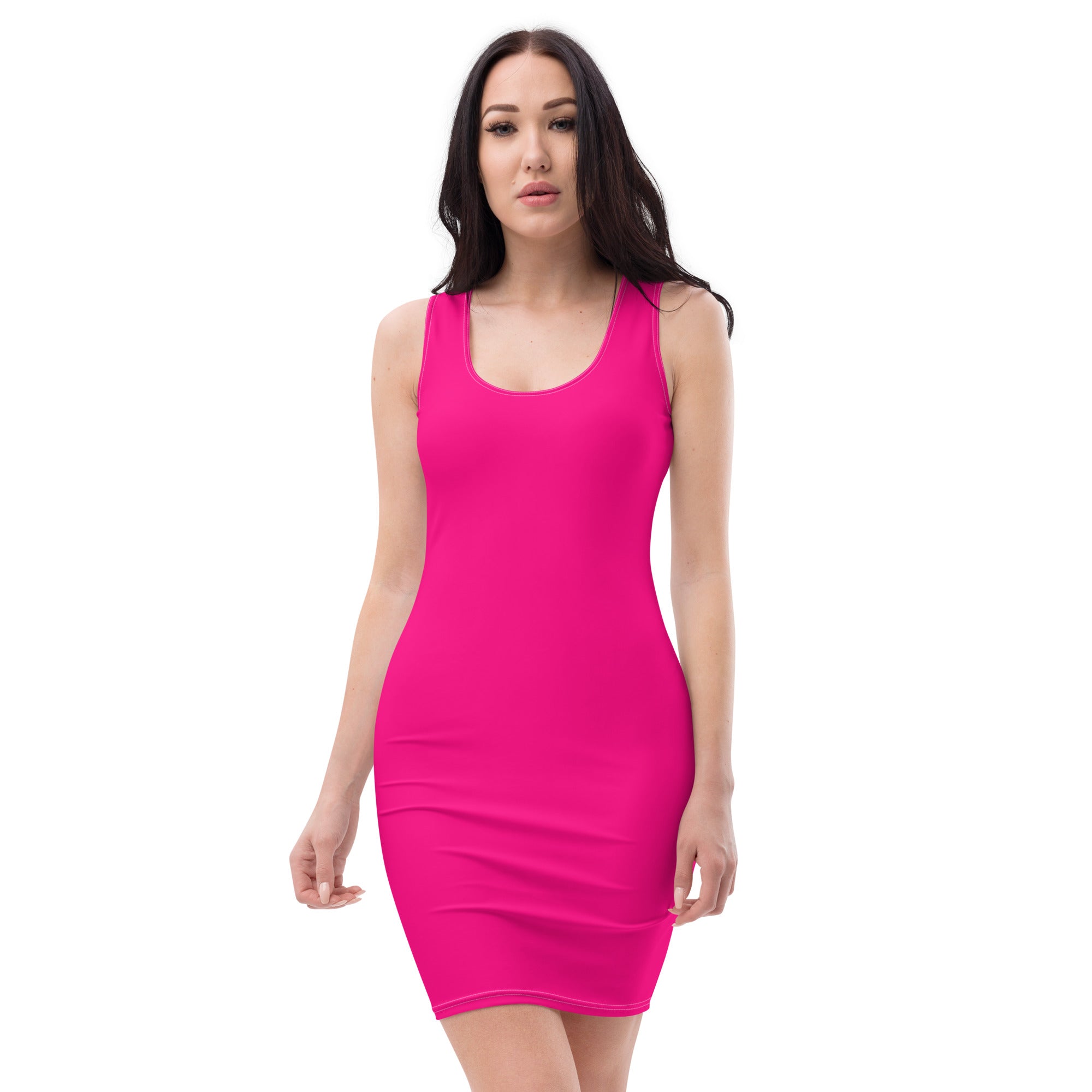 "Radiant in Fuchsia: Women's Solid Summer Fitted Dress", lioness-love