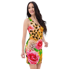 Chic Bodycon Dress, Animal Print and Floral Design lioness-love.com