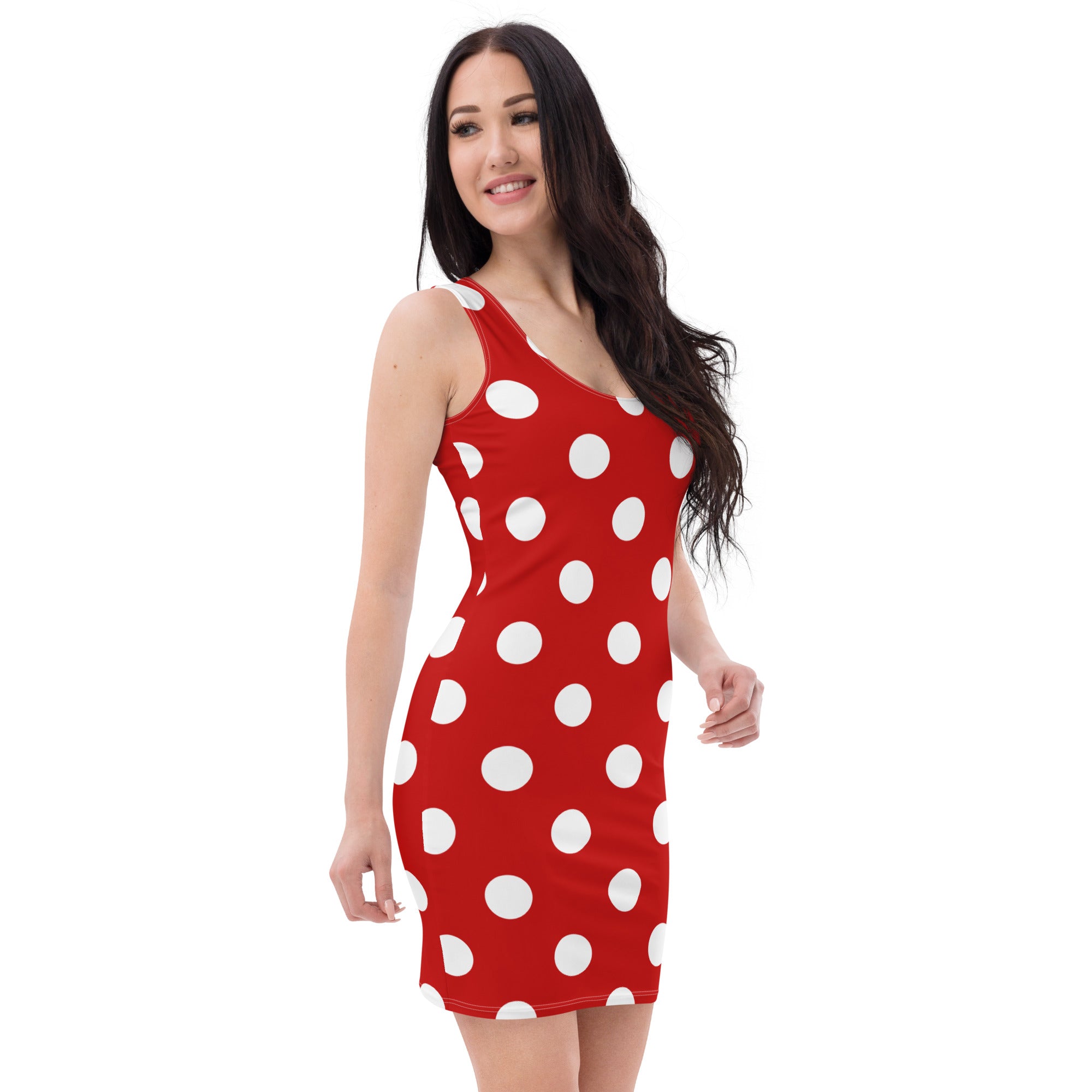 Classic Polka Dot Red and White Fitted Dress, lioness-love