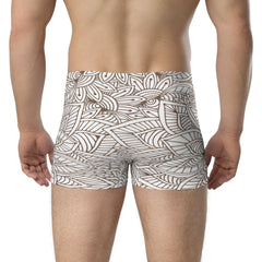 White floral print boxer briefs for men