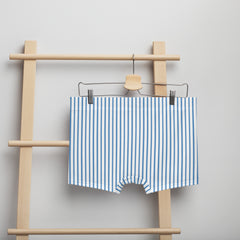 Blue and white striped boxers for men