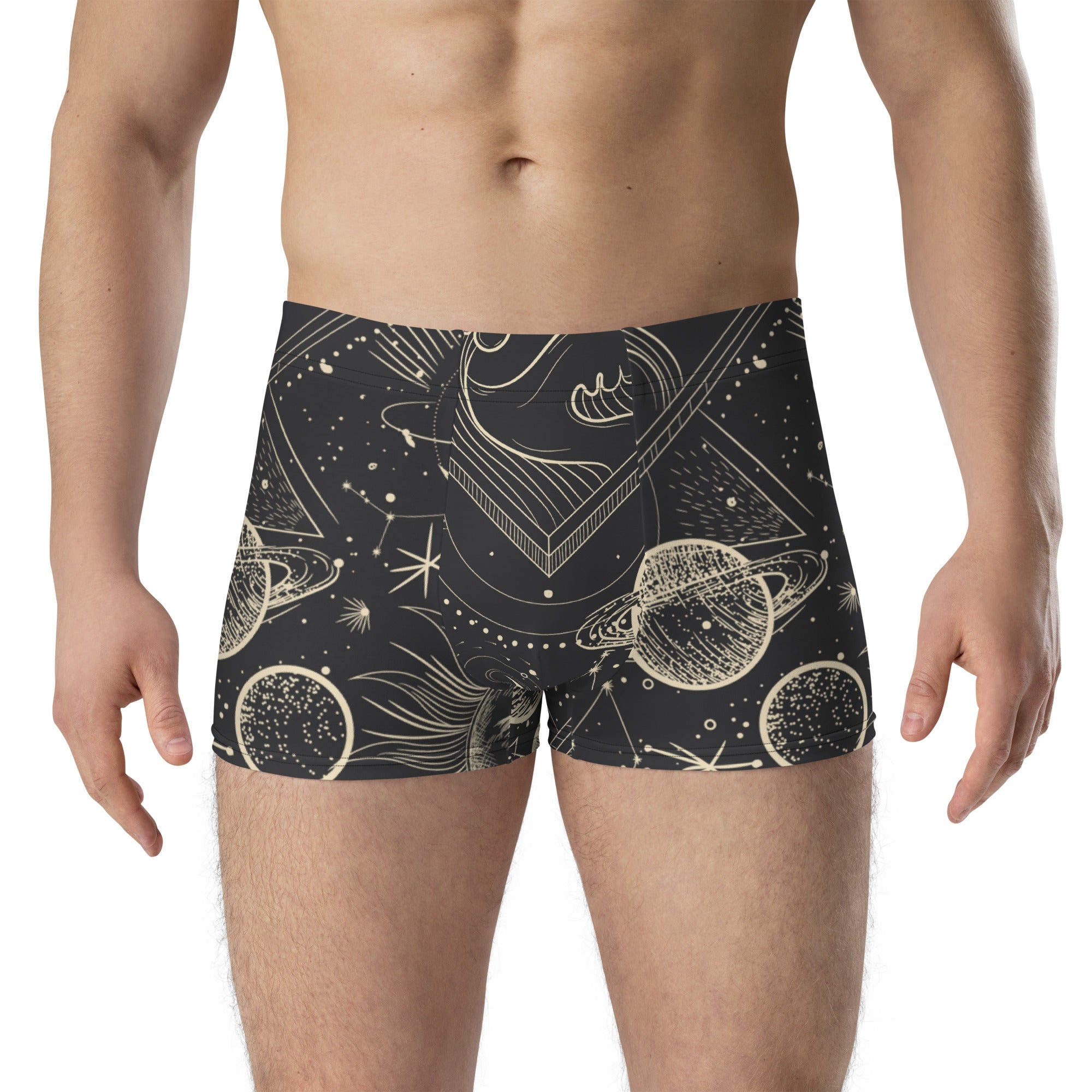 Premium-quality men's space underwear with a vibrant print