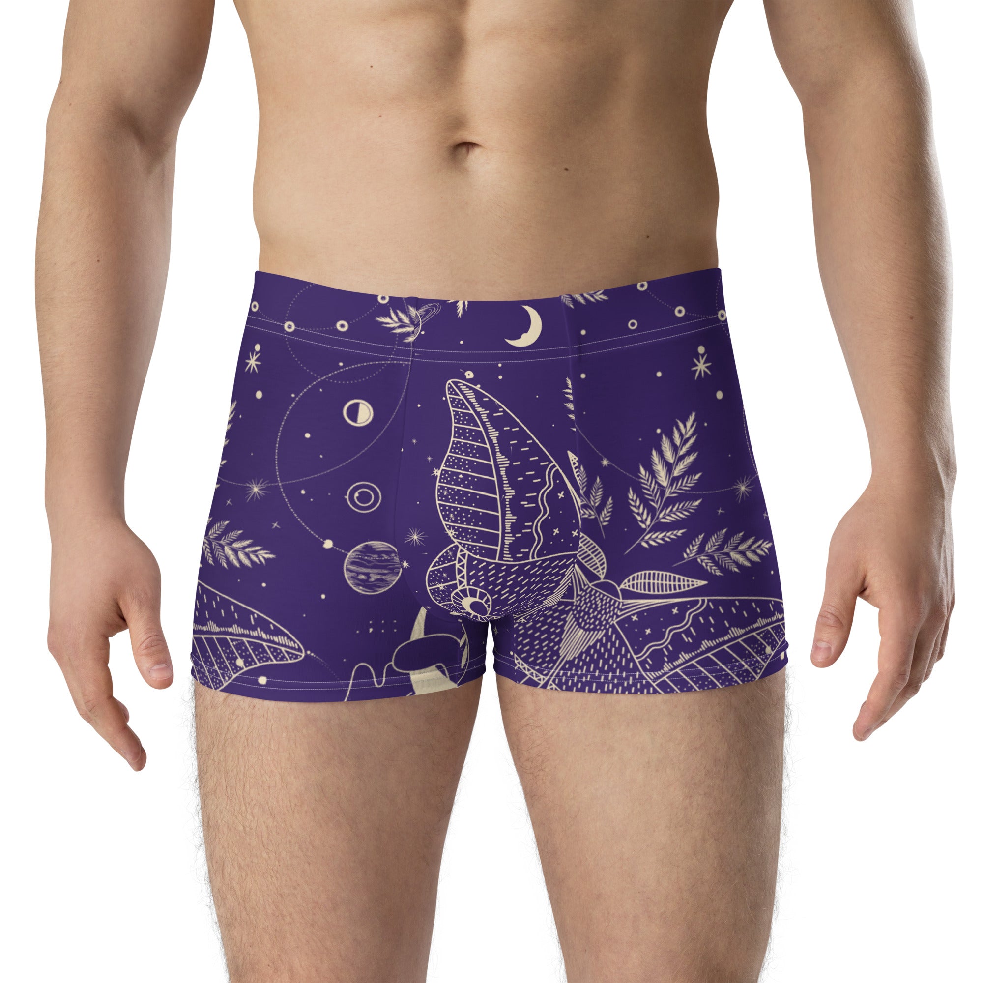 Designer purple graphic print boxer briefs for men