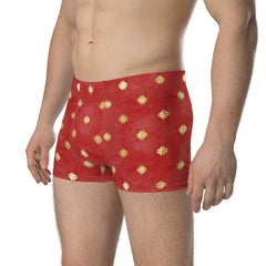 Red boxer with golden flowers for men’s