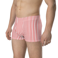 Red and white striped boxers for men