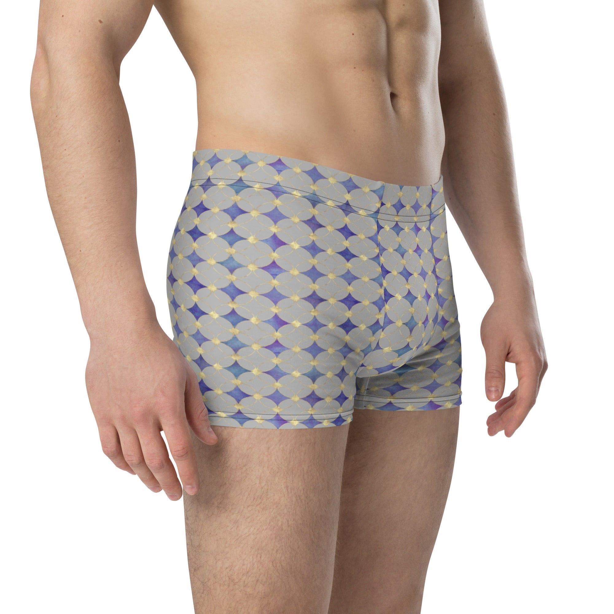 Grey graphic pattern boxer briefs for men
